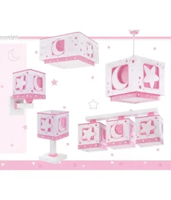 Applique Murale Moonlight lune et étoiles rose