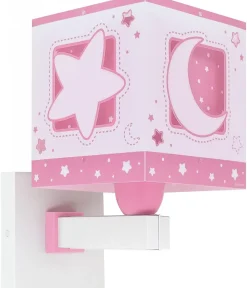 Applique Murale Moonlight lune et étoiles rose