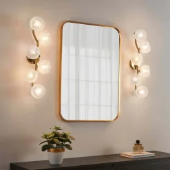 Applique murale multi abat-jours blancs brillant sur vague doré - Isalina