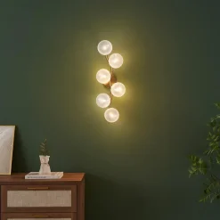 Applique murale multi abat-jours blancs brillant sur vague doré - Isalina