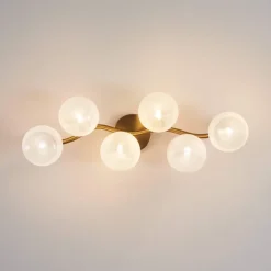 Applique murale multi abat-jours blancs brillant sur vague doré - Isalina