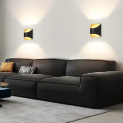 Applique murale NETTLIFE noire et dorée - Appliques murales modernes pour escaliers, chambre d'enfant