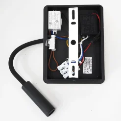 Applique murale noir et bois avec faisceau flexible 3W port USB et Type C interrupteur avec puces CREE.