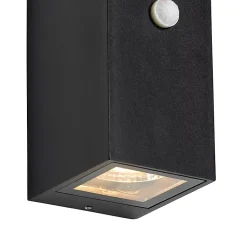 Applique murale noire 2 lumières IP44 avec détecteur de mouvement - Baleno