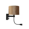 Applique murale noire avec abat-jour en velours marron 18 cm - Brescia