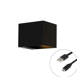 Applique murale noire avec LED et variateur tactile rechargeable - Joris
