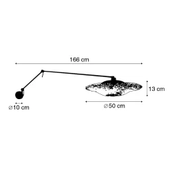 Applique murale noire avec abat-jour en rotin 50 cm réglable - Blitz