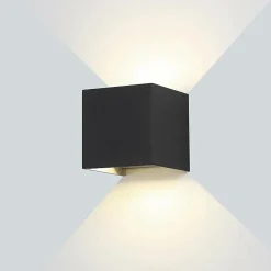 Applique Murale Noire Design LED 12W IP54 Carré - Blanc Neutre 4000K - 5500K - SILAMP