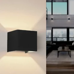 Applique Murale Noire Design LED 12W IP54 Carré - Blanc Neutre 4000K - 5500K - SILAMP