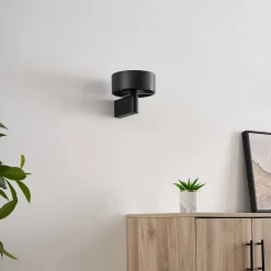 Applique murale noire en métal avec tête ronde LED - Prins