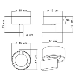 Applique murale noire en métal avec tête ronde LED - Prins