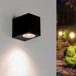 Applique Murale Noire LED Rectangulaire IP44 pour ampoules GU10 - SILAMP