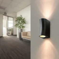 Applique Murale Noire LED IP44 pour 2 ampoules GU10 - SILAMP