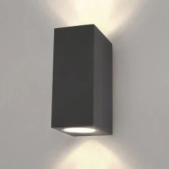 Applique Murale Noire LED Carrée IP54 Double Faisceau GU10 - SILAMP