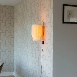 Applique murale orientale dorée avec abat-jour crème à franges - Franxa