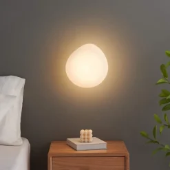 Applique murale ou petit plafonnier blanc verre opalin - Veglia