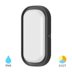 Applique murale ovale LED 12W Noir 3en1 IP65