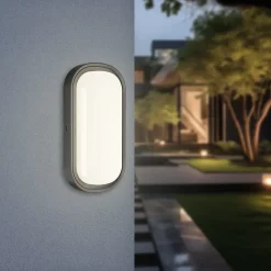 Applique murale ovale LED 12W Noir 3en1 IP65