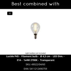 Applique murale OVALIS en métal avec 2xE14 - Noir - Lucide