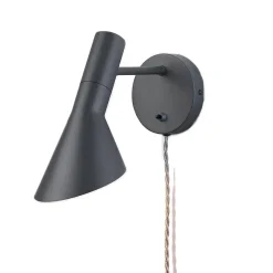 Applique Murale Pivotante avec Câble Prise et Interrupteur Oslo - Design Contemporain et Élégant E27 Métal Gris