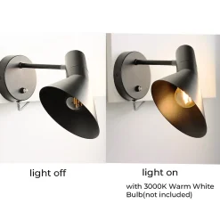 Applique Murale Pivotante avec Câble Prise et Interrupteur Oslo - Design Contemporain et Élégant E27 Métal Noir