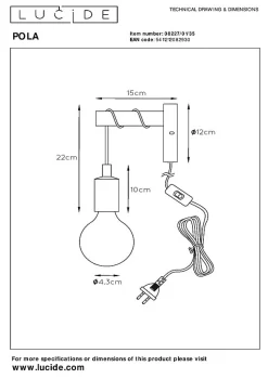 Applique murale POLA en métal avec 1xE27 - Bleu - Lucide