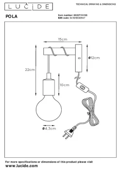Applique murale POLA en métal avec 1xE27 - Rose - Lucide