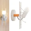 Applique murale Poupée Échelle avec détail en bois et aluminium blanc - Douille E27 lumière vers le haut pour couloir ch
