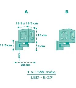 Applique murale pour enfant Moonlight lune et étoiles vert