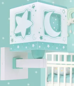 Applique murale pour enfant Moonlight lune et étoiles vert