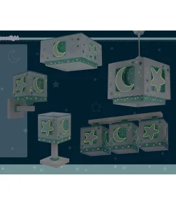 Applique murale pour enfant Moonlight lune et étoiles vert