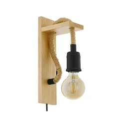 Applique murale Rampside E27 IP20 40W L.13,5xl.8xH.30cm bois Eglo