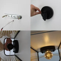 Applique Murale Rectangulaire en Rotin LAVANDA pour Salon et Chambre Style Rustique Douille E27