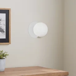 Applique murale ronde en verre et métal blanc Ø20cm G9 IP20 33W Corep