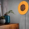 Applique murale ronde soie orange et bambou 1 lumière