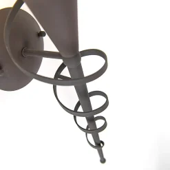 Applique murale rustique brun rouille avec verre crème - Castle