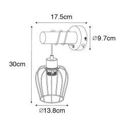 Applique murale rustique noire avec bois - Stronk