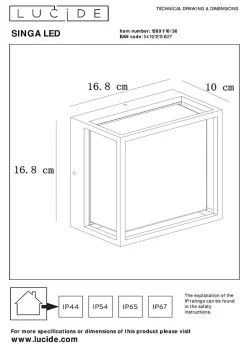 Applique murale SINGA LED en aluminium avec LED intégré - Noir - Lucide