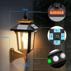 Applique Murale Solaire Extérieur 2PCS, Vintage, Détecteur de Mouvement 3 modes pour extérieur