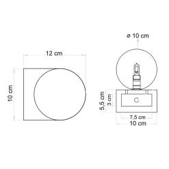 Applique murale sphérique en verre blanc sur socle en pierre - Oriane