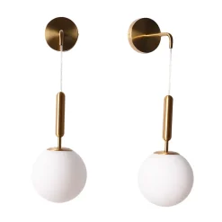 Applique Murale Suspendue Nordique Minimaliste Laiton Doré avec Globe en Verre ATENAS E27 18 cm