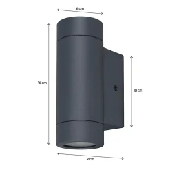 Applique murale Tongoa GU10 25W IP44 Goodhome gris foncé