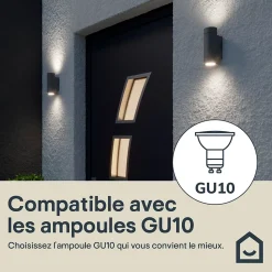 Applique murale Tongoa GU10 25W IP44 Goodhome gris foncé