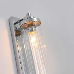 Applique murale verre transparent 2xE14 métal chromé design Lorenzo Light Prestige