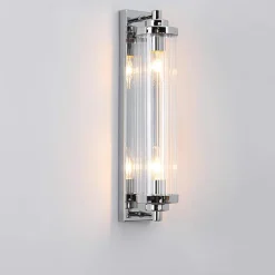 Applique murale verre transparent 2xE14 métal chromé design Lorenzo Light Prestige