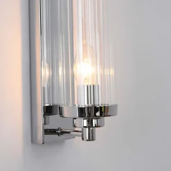 Applique murale verre transparent 2xE14 métal chromé design Lorenzo Light Prestige