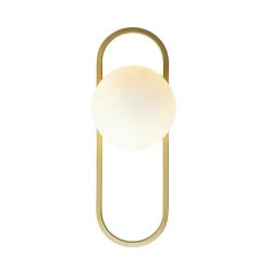 Applique murale vintage dorée à verre blanc - Belisto