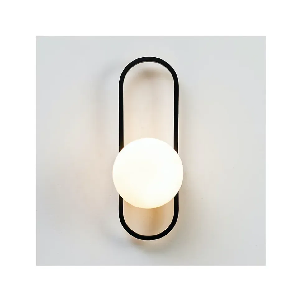 Applique murale vintage noire et verre blanc - Belisto