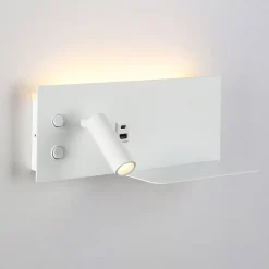 Applique murale 7W spot orientable 3W avec port USB et Type C interrupteurs lumière 2700K spot gauche en métal blanc.