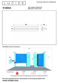 Applique murale WANDA en acrylique avec LED intégré - Noir - Lucide